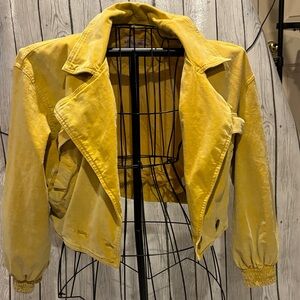 We The Free canaryYellow SureThing bomber Jacket size small corduroy cropped